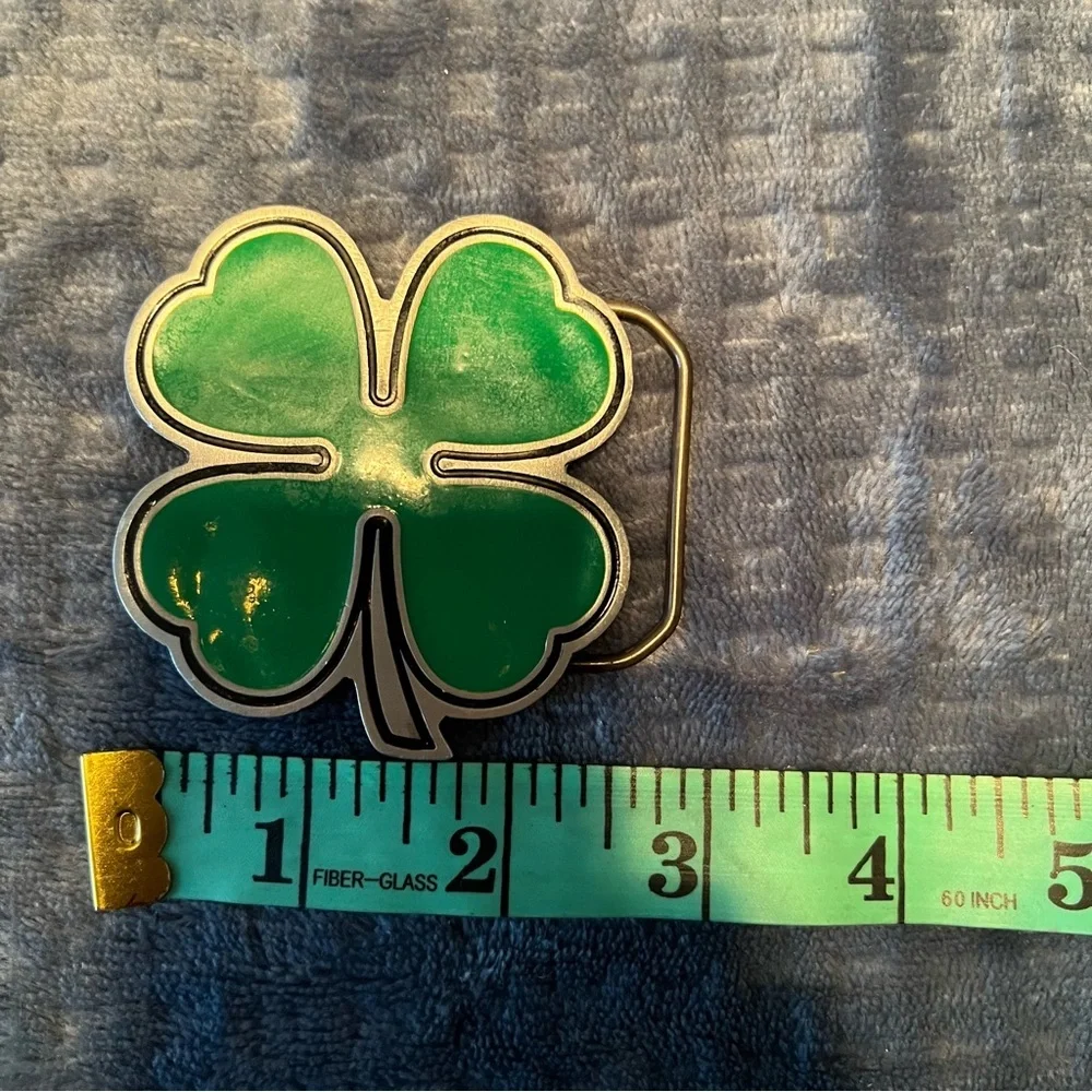 Real American products pewter shamrock/4 leaf clover belt buckle